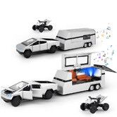 1/32 Toy Car Metal Model for Kid Age 3 Up, Alloy Diecast Pickup Trailer RV Model Kit for Boy Girl Toddler Birthday, Silver