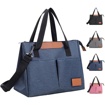 Lunch Bag Insulated Lunch Box Reusable Leakproof Large Spacious Cooler Tote for Women Men for Work Office Travel Picnic (Blue)