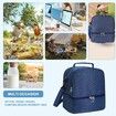 Lunch Box for Women Men, Large Double Deck Lunch Tote Bag Meal Prep Containers Reusable Leakproof Lunch Cooler Bag for Work Office Picnic (Blue)