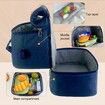 Lunch Box for Women Men, Large Double Deck Lunch Tote Bag Meal Prep Containers Reusable Leakproof Lunch Cooler Bag for Work Office Picnic (Blue)