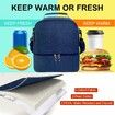 Lunch Box for Women Men, Large Double Deck Lunch Tote Bag Meal Prep Containers Reusable Leakproof Lunch Cooler Bag for Work Office Picnic (Blue)