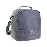Lunch Box for Women Men, Large Double Deck Lunch Tote Bag Meal Prep Containers Reusable Leakproof Lunch Cooler Bag for Work Office Picnic (Grey)