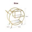 Bar Cart Wine Rack Drinks Trolley Gold Glass Holder Serving Alcohol Tea Coffee Mirror Shelves Metal Frame Mobile Wheels Round Rolling Kitchen Storage