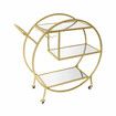 Bar Cart Wine Rack Drinks Trolley Gold Glass Holder Serving Alcohol Tea Coffee Mirror Shelves Metal Frame Mobile Wheels Round Rolling Kitchen Storage