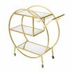 Bar Cart Wine Rack Drinks Trolley Gold Glass Holder Serving Alcohol Tea Coffee Mirror Shelves Metal Frame Mobile Wheels Round Rolling Kitchen Storage