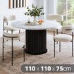 Round Dining Table Modern Coffee Room Kitchen Breakfast Diner Wood Accent End Circle Desk Furniture Restaurant Office 110cm Marble Tabletop Metal Base