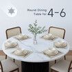 Round Dining Table Modern Coffee Room Kitchen Breakfast Diner Wood Accent End Circle Desk Furniture Restaurant Office 110cm Marble Tabletop Metal Base