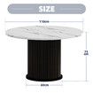 Round Dining Table Modern Coffee Room Kitchen Breakfast Diner Wood Accent End Circle Desk Furniture Restaurant Office 110cm Marble Tabletop Metal Base