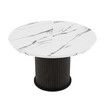 Round Dining Table Modern Coffee Room Kitchen Breakfast Diner Wood Accent End Circle Desk Furniture Restaurant Office 110cm Marble Tabletop Metal Base