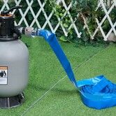 Backwash Hose 2 in x 50 ft Heavy-Duty PVC Flat Pool Discharge Hose with Aluminum Camlock C & E Fittings Clamps Compatible with Pumps Sand Filters