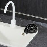Glass Rinser 10 Powerful Spraying Jets 360degree Rotating Cup Rinser for Sink Wearproof ABS Kitchen Sink Faucet Cup Washer & ABS Cup Holder