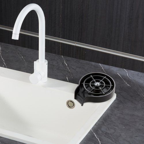 Glass Rinser 10 Powerful Spraying Jets 360degree Rotating Cup Rinser for Sink Wearproof ABS Kitchen Sink Faucet Cup Washer & ABS Cup Holder