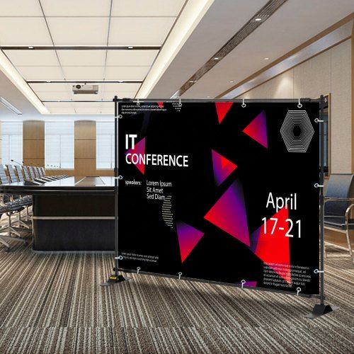 Telescopic Backdrop Banner Stand 8' x 8' Banner Stand Adjustable Step and Repeat Backdrop Banner Stand Retractable Banner Stand with Carrying Bag (8 ft)