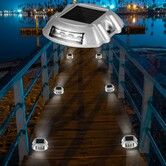 Driveway Lights 12-Pack Solar Driveway Lights Bright White with Screws Solar Deck Lights Outdoor Waterproof Wireless Dock Lights 6 LEDs for Path Warning