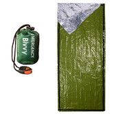 Emergency Sleeping Bag, Portable Emergency Blanket for Survival Gear, Thermal Bivy Sack with D-Type Buckle for Camping, Hiking, Outdoor, Green