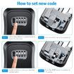 Password Key Box Metal Storage Lock Outdoor Weatherproof Wall Mount 4 Digit Combination Lockbox Safe (Black)