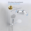 WELS 8" Rain Shower Head Set, 2 in 1 Shower Rail Wall Mounted with 3-Mode Handheld Showerhead, Luxury Hotel Bathroom Shower Set