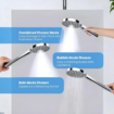 WELS 8" Rain Shower Head Set, 2 in 1 Shower Rail Wall Mounted with 3-Mode Handheld Showerhead, Luxury Hotel Bathroom Shower Set