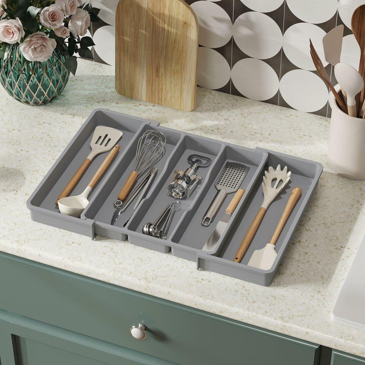 Utensil Drawer Organiser Expandable Large Cutlery Tray for Kitchen ...