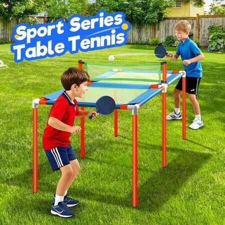 Portable Trampoline Ping Pong Table Tennis Game for Indoor or Outdoor Use, Includes Two Paddles, Two Balls, Storage Bag, and Compact Size for Kids
