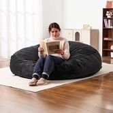Round Bean Bag Chair with Removable & Washable Cover for  Giant Black1829 x 1829 x 508 mm