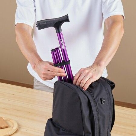 Walking Cane Folding Walking Stick 8-Level Height 4-Pronged Pivoting Base