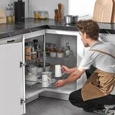 28" 2 Tier Kidney Shaped Chrome Corner Organizer Lazy Susan Cabinet Blind