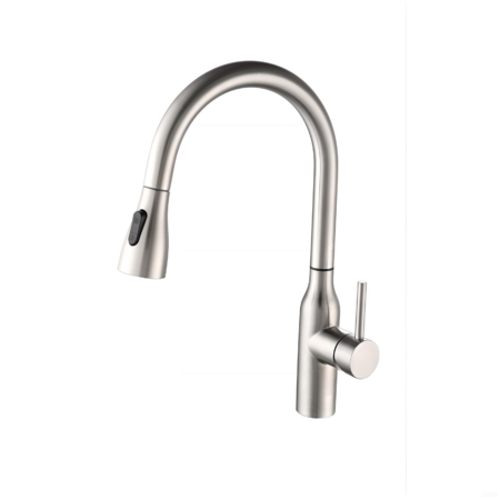 WELS Lead-Free Kitchen Mixer Taps Pull Out 2-Mode Metal Sprayer Laundry Sink Mixer Tap 360～ Swivel Spout Kitchen Tap(Brushed Nickel)