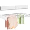 Wall Mounted Clothes Drying Rack 100 CM Foldable Laundry Rack Folding Indoor Drying Rack Clothing Collapsible Towel Rack with Wall Template 6 Rods