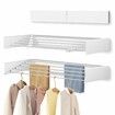 Laundry Drying Rack Collapsible Wall Mounted Clothes 31.5" Wide 13.1 Linear Ft 5 Aluminum Rods 45 lb Capacity with Wall Template Screwdriver Bit