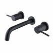 Wall Mounted Bath Spout with Basin Mixer Taps Round Set Bathroom Sink Faucet with 1/4 Turn Twin Taps Brass for Tub (Matte Black)