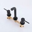 Wall Mounted Bath Spout with Basin Mixer Taps Round Set Bathroom Sink Faucet with 1/4 Turn Twin Taps Brass for Tub (Matte Black)