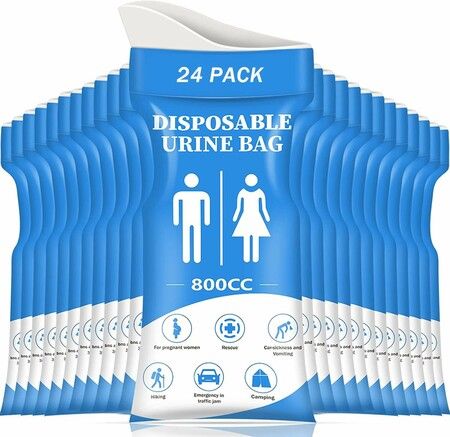 Disposable Urine Bag,24PCS Pee Bags for Travel for Women/Men,800ML Emergency Portable Urinal Bag and Vomit Bags,Unisex Urinal Bag
