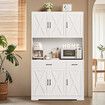 White Sideboard Buffet Pantry Cupboard Hutch Dresser Hall Kitchen Dining Room Coffee Table Side Storage Unit Drawer Shelves Cabinet Bar Shelving 180cm
