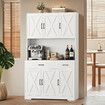 White Sideboard Buffet Pantry Cupboard Hutch Dresser Hall Kitchen Dining Room Coffee Table Side Storage Unit Drawer Shelves Cabinet Bar Shelving 180cm