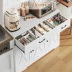 White Sideboard Buffet Pantry Cupboard Hutch Dresser Hall Kitchen Dining Room Coffee Table Side Storage Unit Drawer Shelves Cabinet Bar Shelving 180cm