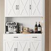 White Sideboard Buffet Pantry Cupboard Hutch Dresser Hall Kitchen Dining Room Coffee Table Side Storage Unit Drawer Shelves Cabinet Bar Shelving 180cm