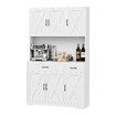 White Sideboard Buffet Pantry Cupboard Hutch Dresser Hall Kitchen Dining Room Coffee Table Side Storage Unit Drawer Shelves Cabinet Bar Shelving 180cm
