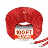 100FT Solar Panel Extension Cable 10AWG Waterproof PV 6mm² Cable Red