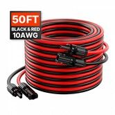 50FT Solar Panel Extension Wire w/ Female & Male Connectors 10AWG Set of 2