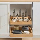 2Tier Pull Out Cabinet Organizer Soft Close Slideout Wood Drawer 17"W x 21"D
