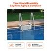 4-Step Grey Robust Pool Ladder of 2 Handrails for 1219.2-1371.6 mm Pools