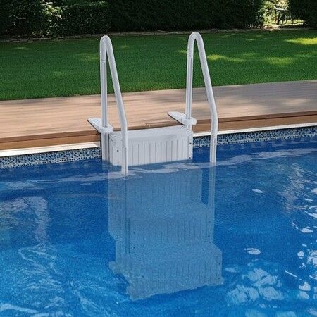 4-Step Grey Robust Pool Ladder of 2 Handrails for 1219.2-1371.6 mm Pools