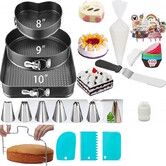216pcs Springform Cake Pan 8inch Heart 9 Round 10 Square 3 Shaped Pans Set Baking Tools Icing Tips Piping Bag Couplers Christmas Gift