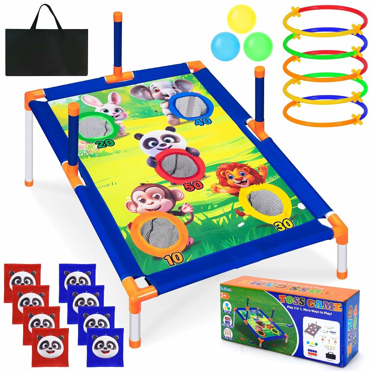Bean Bag Toss Game,3 in 1 Cornhole Set,Kids Outdoor Games,Sports & Outdoors Play Toys for Toddler Boys Girls,Ring Toss Game for Yard Lawn Party Family