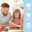 50PCS Kids Wooden Knife Set for Pretend Play Cooking Toys with Gloves Cutting Board Crinkle Cutters Kid Safe Knives Age5+ Christmas Birthday Gift COL Blue