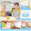 50PCS Kids Wooden Knife Set for Pretend Play Cooking Toys with Gloves Cutting Board Crinkle Cutters Kid Safe Knives Age5+ Christmas Birthday Gift COL Blue