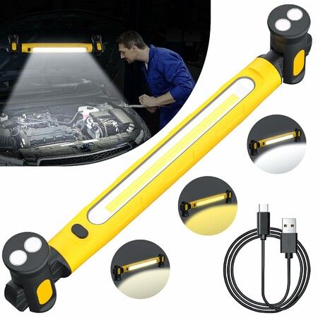 Rechargeable Mechanic Work Light 2500LM Super Bright LED Rechargeable Underhood Work Light with Hooks Portable for Car Repairing,Inspection,Garage-Yellow