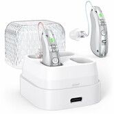 Rechargeable Noise Reducing Hearing Aid for Seniors, Digital Hearing Loss Amplifier with Charging Case(Silver)