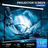 150 Inch Projector Screen Large Motorised Electric Ceiling Wall Mounted Roll Up Down Projection Home Movie Cinema Theatre